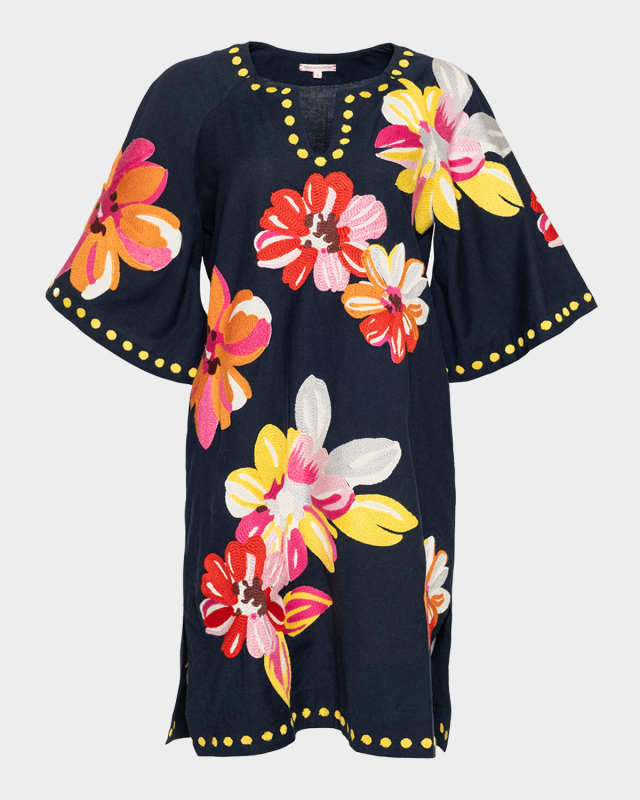 Charming Embroidered Mini Caftan Dress
